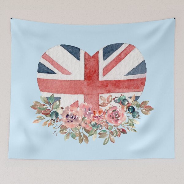 Item preview, Union Jack Flag Heart and Flowers designed and sold by milldogstation.