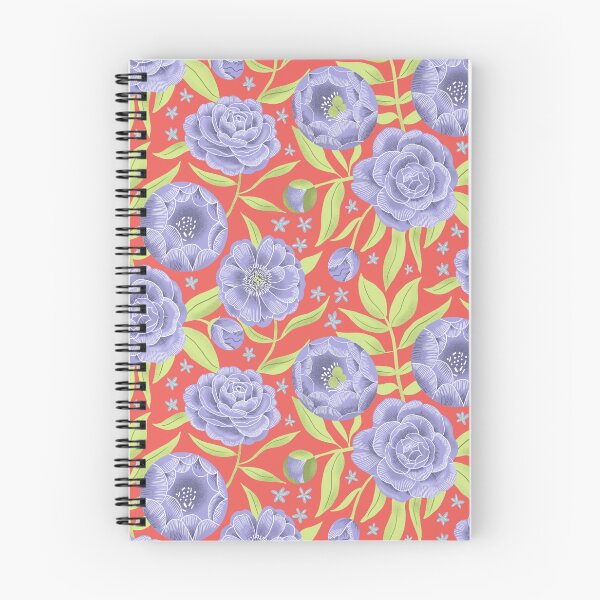 Item preview, Purple peonies on orange  designed and sold by Papergrape.