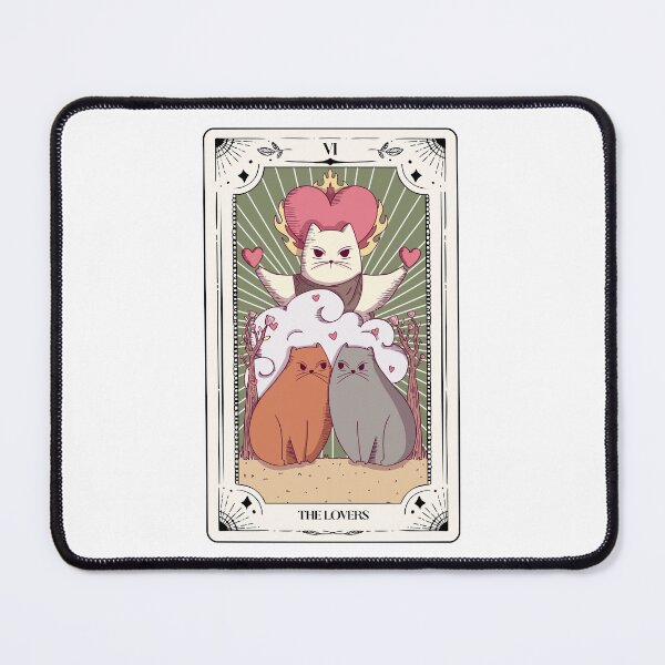 Item preview, The lovers Tarot card with cats. Fun illustrated tarot cat lover gifts. Teen girl tarot fans designed and sold by Barb Hamilton ⭐⭐⭐⭐⭐.