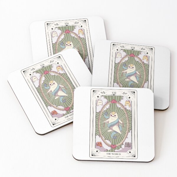 Item preview, The world Tarot card with cats. Fun illustrated tarot cat lover gifts. Teen girl tarot fans designed and sold by Barb  Hamilton ⭐⭐⭐⭐⭐.