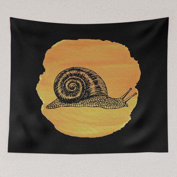Item preview, Vintage Garden Snail Illustration, Orange Yellow Watercolor designed and sold by Vintustration.