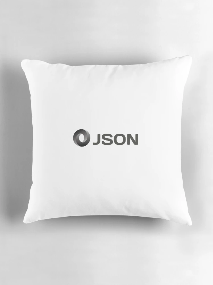 Aperçu 3 sur 4. Coussin avec l'œuvre javascript JSON créée et vendue par yourgeekside.