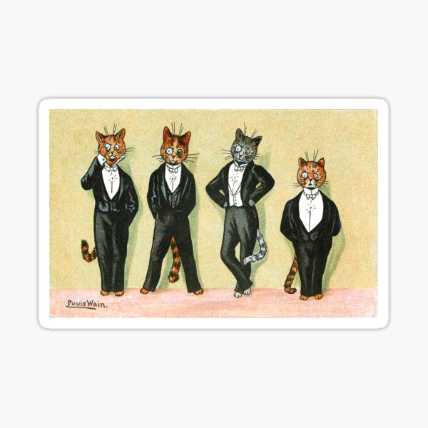 "Wallflower Boys Cats by Louis Wain" Sticker by karwilbedesigns Redbubble