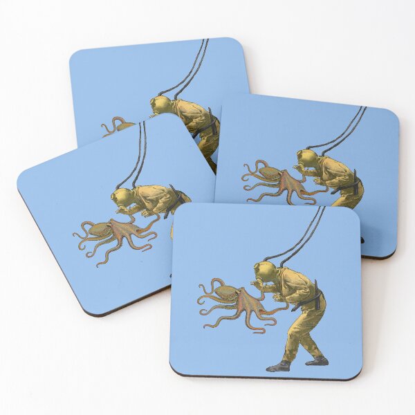 Item preview, Octopus and Vintage Diver with Diving Helmet Underwater URM designed and sold by urmaddad.