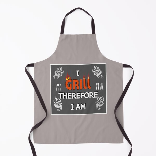 Item preview, I GRILL Therefore I Am - Grill Lovers and BBQ Enthusiasts - Dark Grey / White designed and sold by ThisNThatImages.