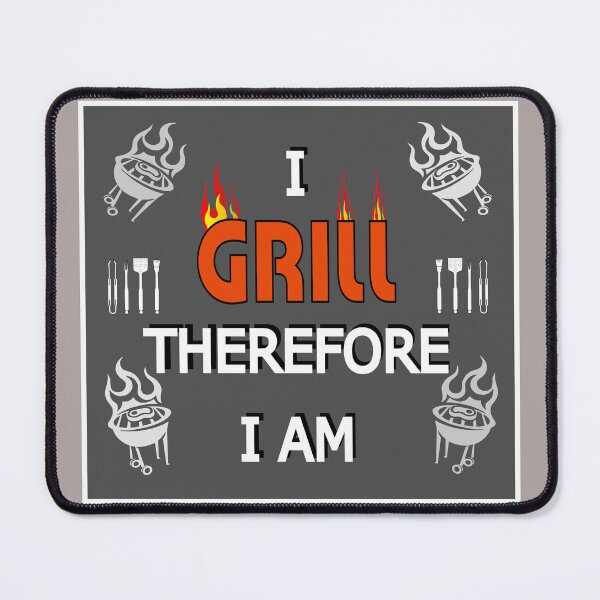 Item preview, I GRILL Therefore I Am - Grill Lovers and BBQ Enthusiasts - Dark Grey / White designed and sold by ThisNThatImages.