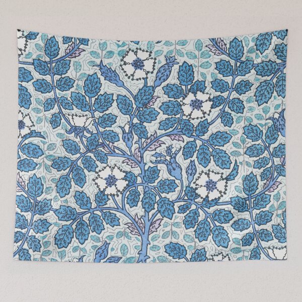 Aperçu de l'œuvre Art nouveau, fleur de rose sauvage, motif classique bleu et blanc créée et vendue par Jaydee001.
