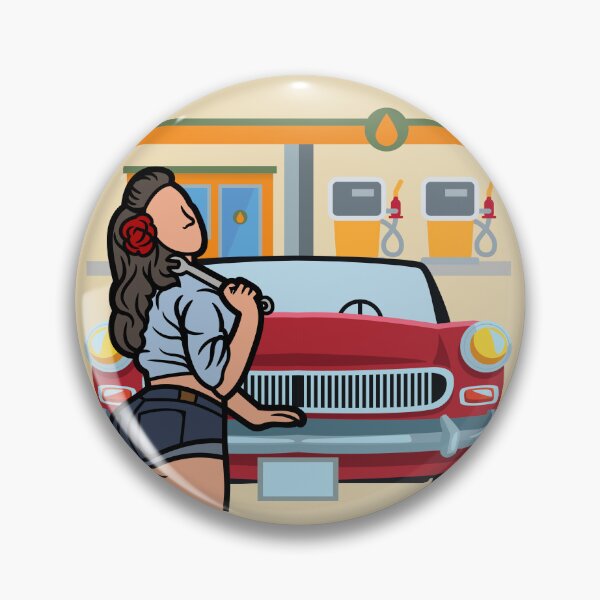 Item preview, Vintage Retro gas station pin up designed and sold by MamaNeeaDesigns.