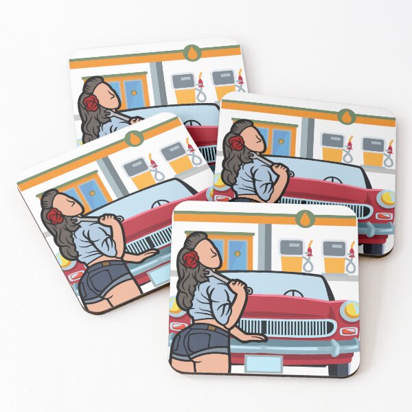 Item preview, Vintage Retro gas station pin up designed and sold by MamaNeeaDesigns.