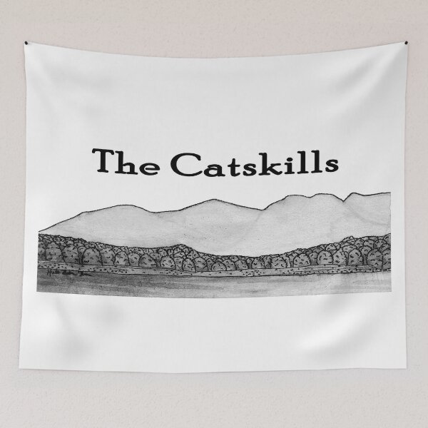 Item preview, The Catskills, Profile of the famous mountain range in Upstate New York, ink illustration designed and sold by HBBArtShop.