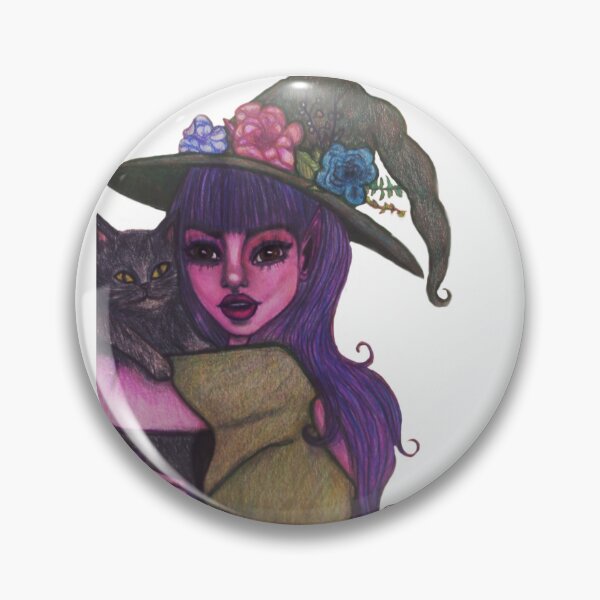 Item preview, Cute Witch and Her Cat Hand Drawing designed and sold by Melissablackjpg.