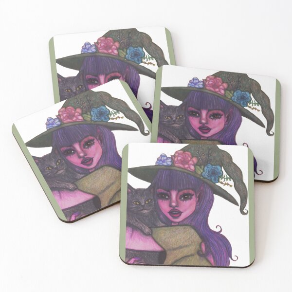 Item preview, Cute Witch and Her Cat Hand Drawing designed and sold by Melissablackjpg.