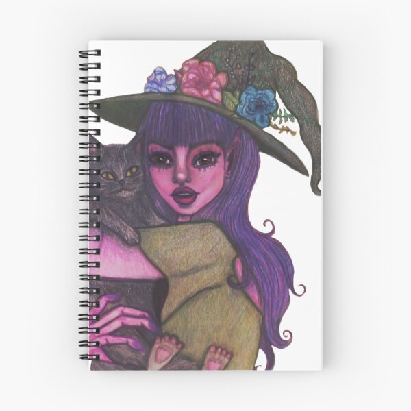 Item preview, Cute Witch and Her Cat Hand Drawing designed and sold by Melissablackjpg.