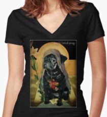 Camiseta entallada de cuello en V santo negro