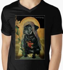 Camiseta para hombre de cuello en v santo negro