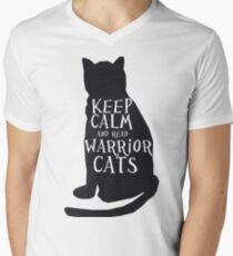 keep calm warrior cats Men's V-Neck T-Shirt