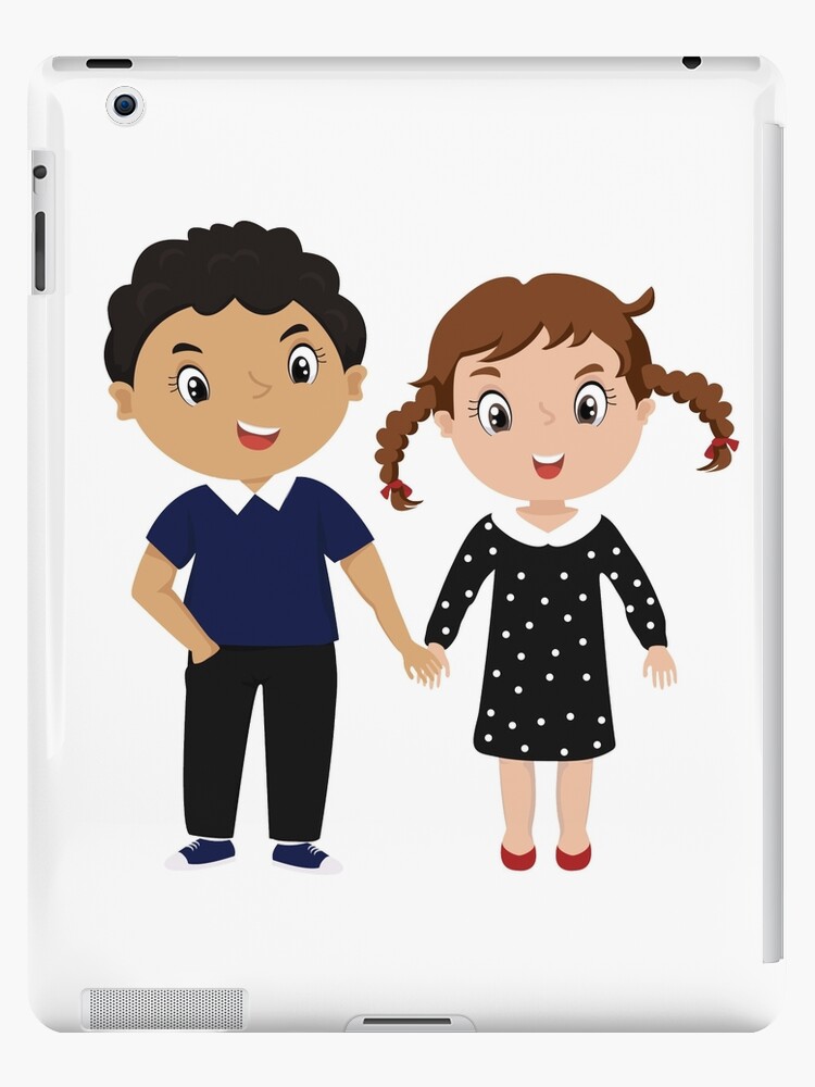 Cartoon Couple Curly Boy And Girl With Two Pigtails Ipad Case Skin By Pidzam4e Redbubble