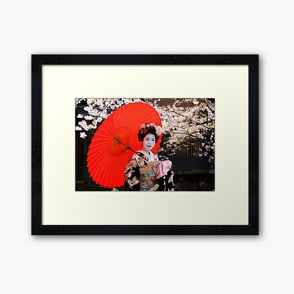 Red umbrella Framed Art Print