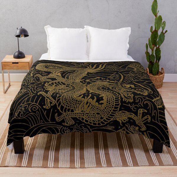 Item preview, Golden Chinese Dragon Pattern / Black Background designed and sold by EddieBalevo.