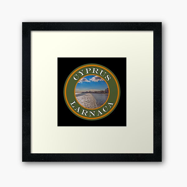 Cyprus Larnaca Mediterranean Beach - Passport Stamps Collection Framed Art Print