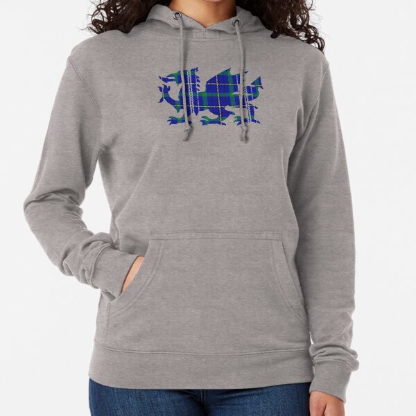 Davies/Davis Family Welsh Dragon Tartan Lightweight Hoodie