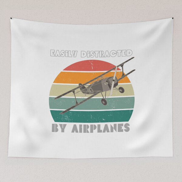 Item preview, Retro Style - Easily Distracted by Airplanes T-Shirt, Gift For Aviator And Airplane Lover designed and sold by Kenny789.