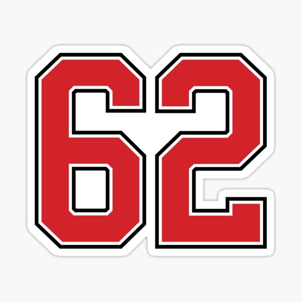 Sports Number 62, red black color lucky sport sixty two