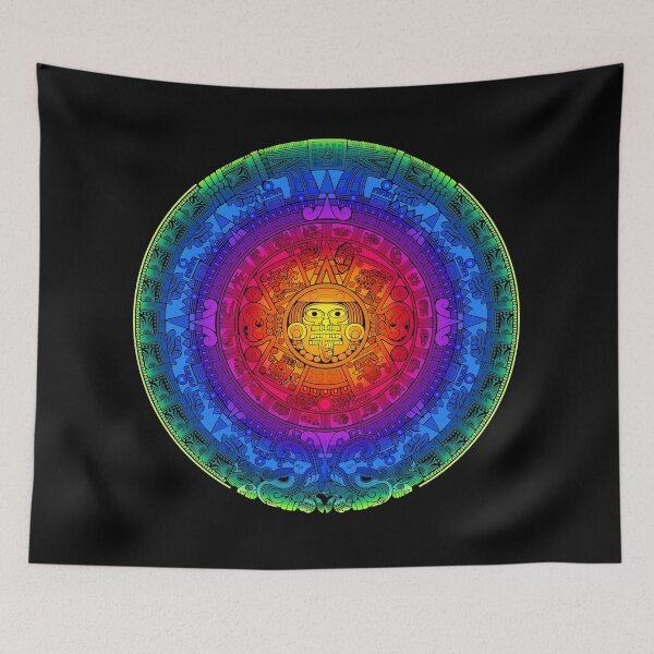 Item preview, Piedra del Sol - Rainbow Aztec Calendar Sun Stone designed and sold by Aztectees.