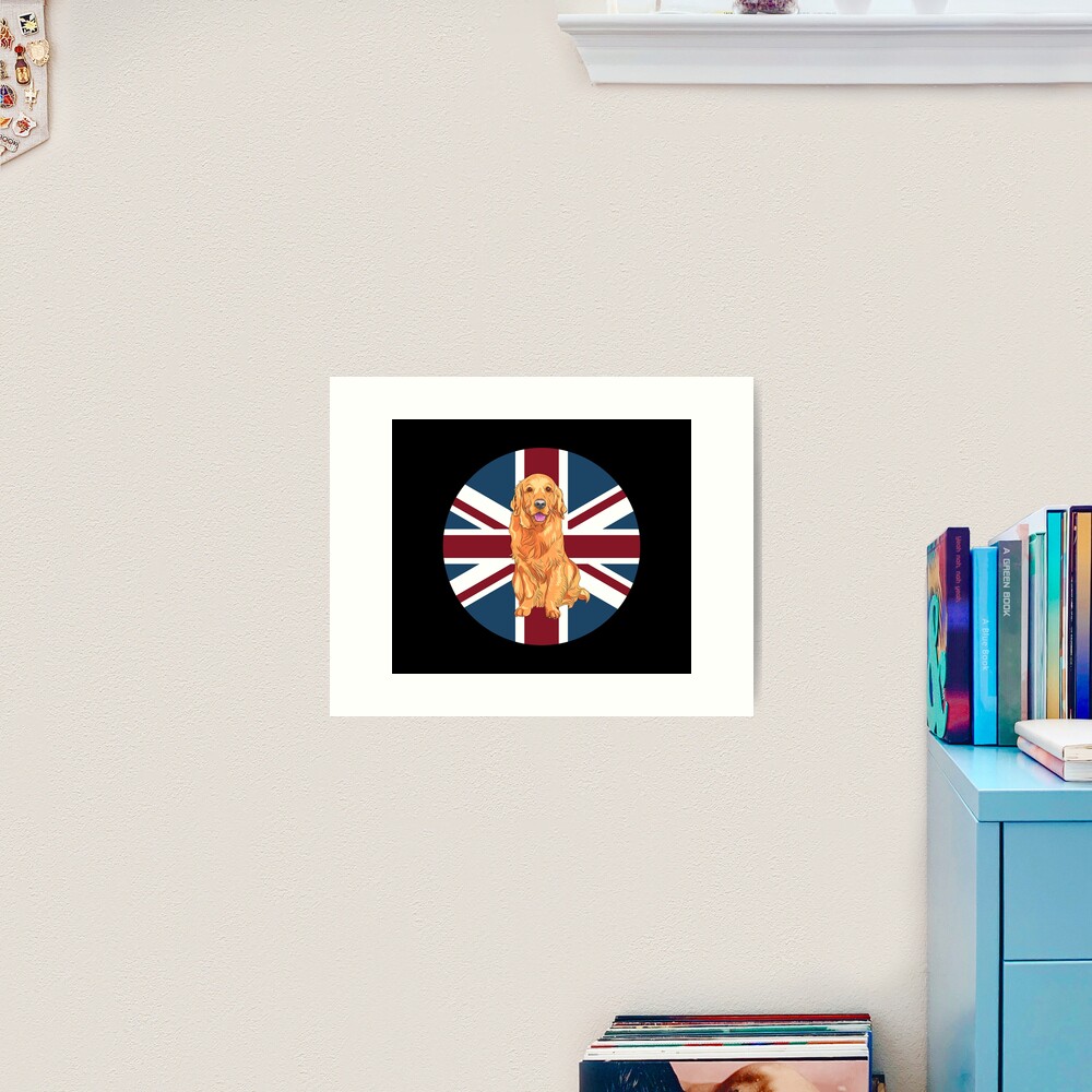 Labrador Retriever Dog, Union Jack Flag Art Print