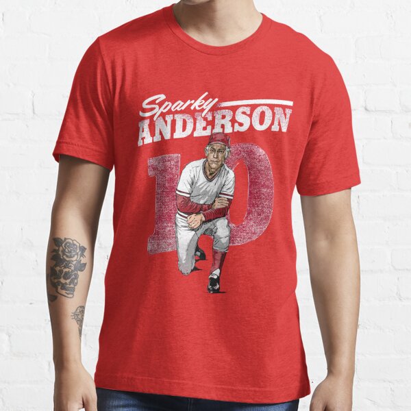 500LVL Sparky Anderson Men's Cotton T-Shirt - Cincinnati Baseball Sparky Anderson Retro Wht
