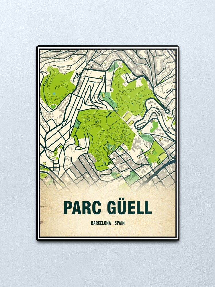 Parc G Ell Map Park Barcelona Spain Metal Print For Sale By   Fmp,x Small,gloss,wall Texture,product,750x1000 