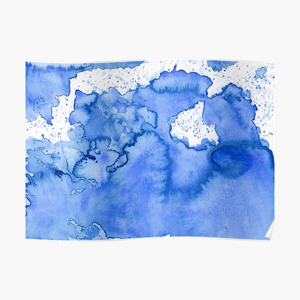 Watercolor modern art inspiration in blue Poster