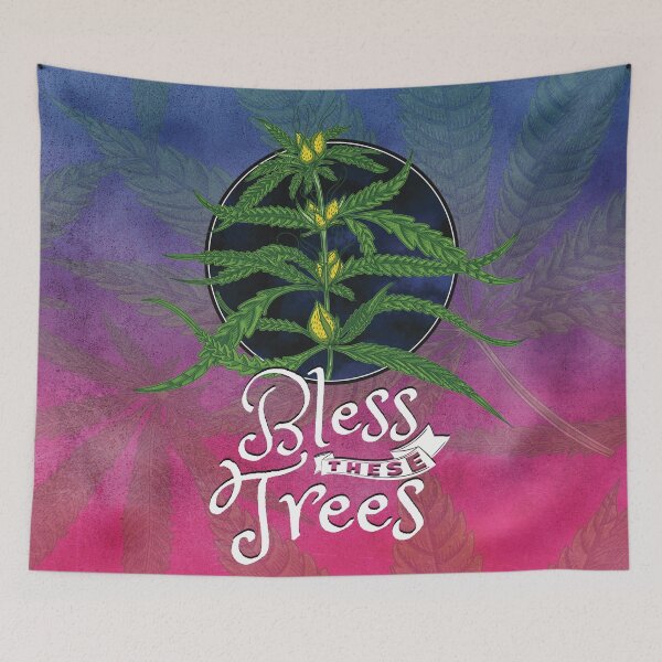 Item preview, Bless these trees purple and pink-Marijuana plant-Beautiful abstract cannabis-Stoner Art designed and sold by YomeHayin.