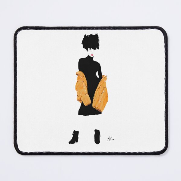 Item preview, Fashionista black dress curly hair yellow jacket designed and sold by Rickard Bengtsson.