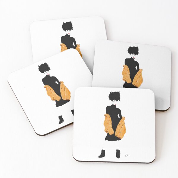 Item preview, Fashionista black dress curly hair yellow jacket designed and sold by Rickard Bengtsson.