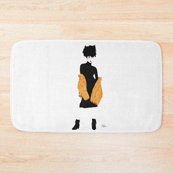 Item preview, Fashionista black dress curly hair yellow jacket designed and sold by Rickard Bengtsson.