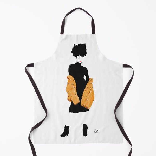 Item preview, Fashionista black dress curly hair yellow jacket designed and sold by Rickard Bengtsson.