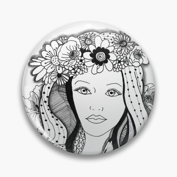 Item preview, portrait young girl zentangle art inspired by zentangle designed and sold by SophieQueuniez.