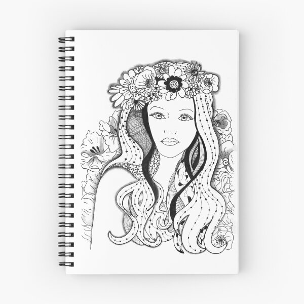 Item preview, portrait young girl zentangle art inspired by zentangle designed and sold by SophieQueuniez.