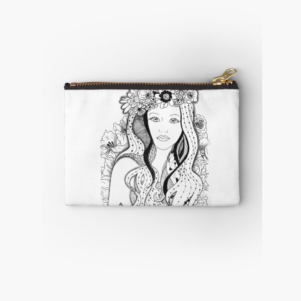 Item preview, portrait young girl zentangle art inspired by zentangle designed and sold by SophieQueuniez.