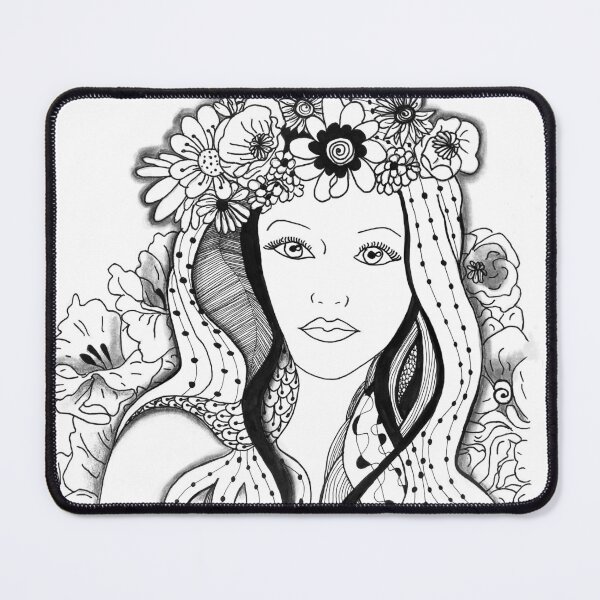 Item preview, portrait young girl zentangle art inspired by zentangle designed and sold by SophieQueuniez.