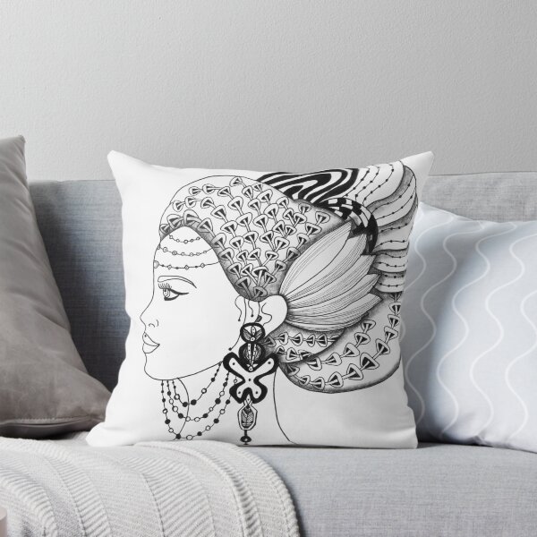 Item preview, perfil de mujer joven zentangle designed and sold by SophieQueuniez.
