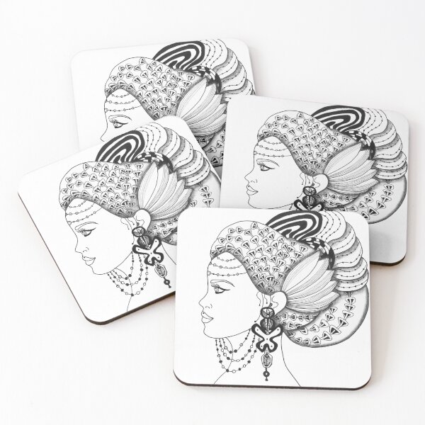 Aperçu de l'œuvre jeune femme profil zentangle créée et vendue par SophieQueuniez.