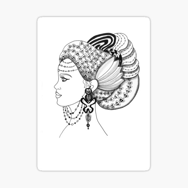 jeune femme profil zentangle Sticker