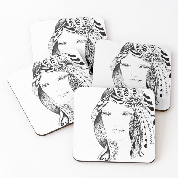 Item preview, Zentangle art woman portrait inspired by zentangle designed and sold by SophieQueuniez.