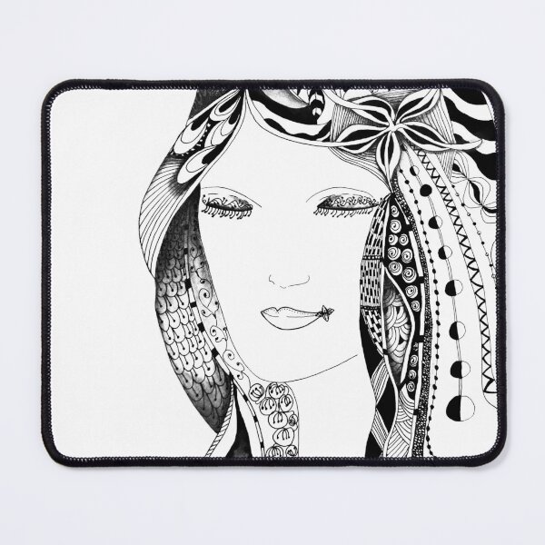 Item preview, Zentangle art woman portrait inspired by zentangle designed and sold by SophieQueuniez.