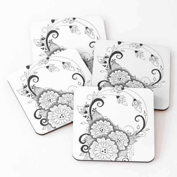 Item preview, Floral mandala Zentangle art inspired by zentangle designed and sold by SophieQueuniez.