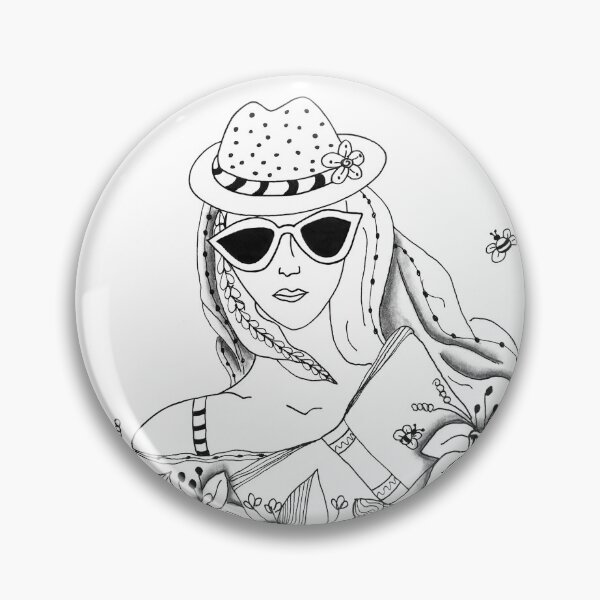 Item preview, girl in hat Zentangle art inspired by zentangle designed and sold by SophieQueuniez.
