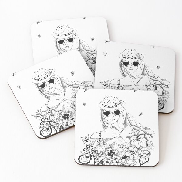 Item preview, girl in hat Zentangle art inspired by zentangle designed and sold by SophieQueuniez.