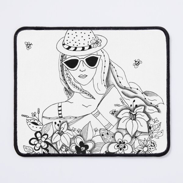 Item preview, girl in hat Zentangle art inspired by zentangle designed and sold by SophieQueuniez.